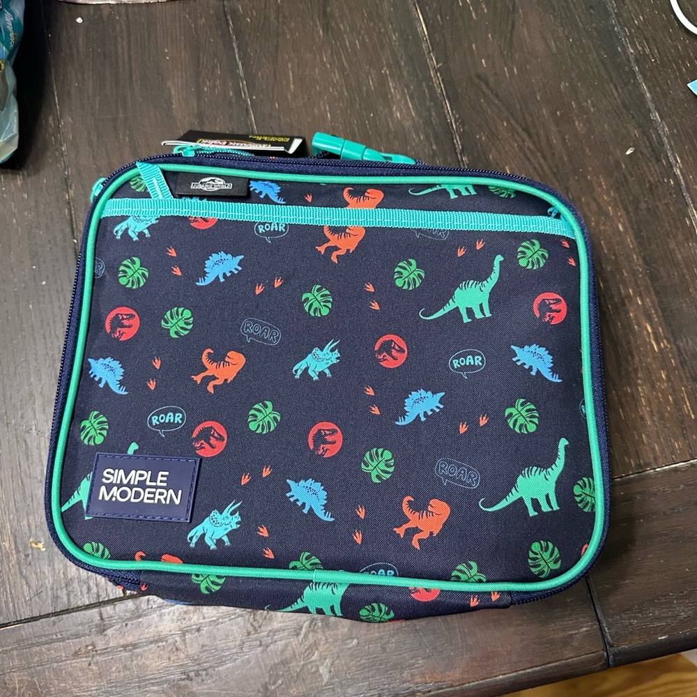 Simple Modern Kids Dinosaur Lunch Bag - Navy and Teal